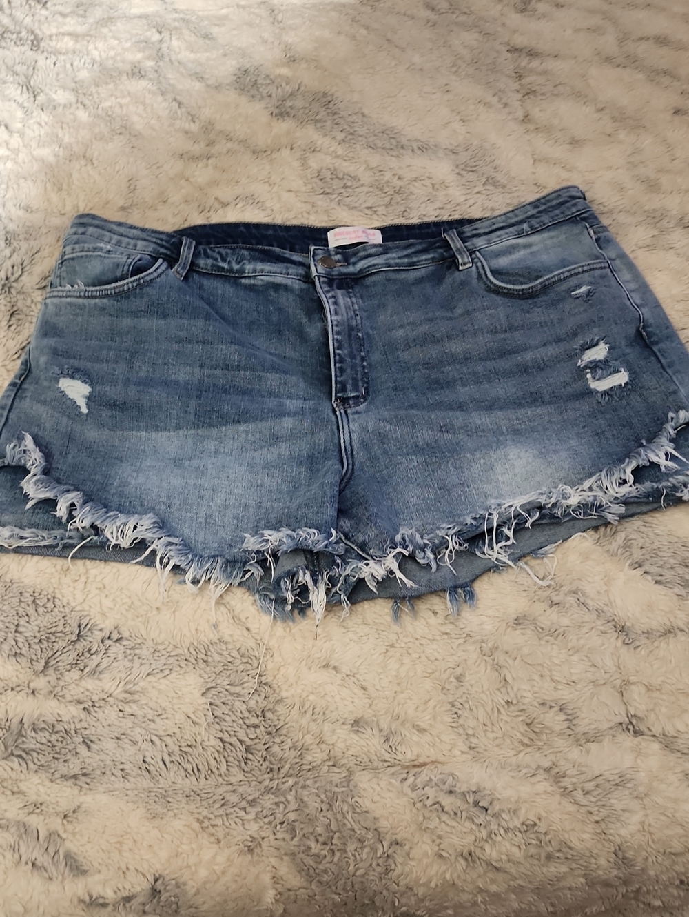Casual Frayed Hem Light Blue Denim Shorts